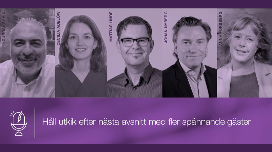 Fem personers fotografi som är gäster i migränpodden